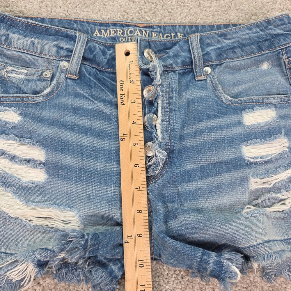 American Eagle Tom Girl Midi Distressed Jean Shorts - Picture 5 of 7